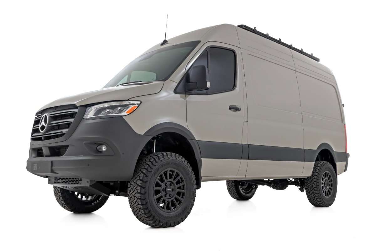Mercedes Sprinter Van Coilover Suspension Kit - Rough Country - Stock - Metallic Silver - '19-'26